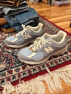 New Balance 2002R Light Blue and Cream Athletic Sneakers
